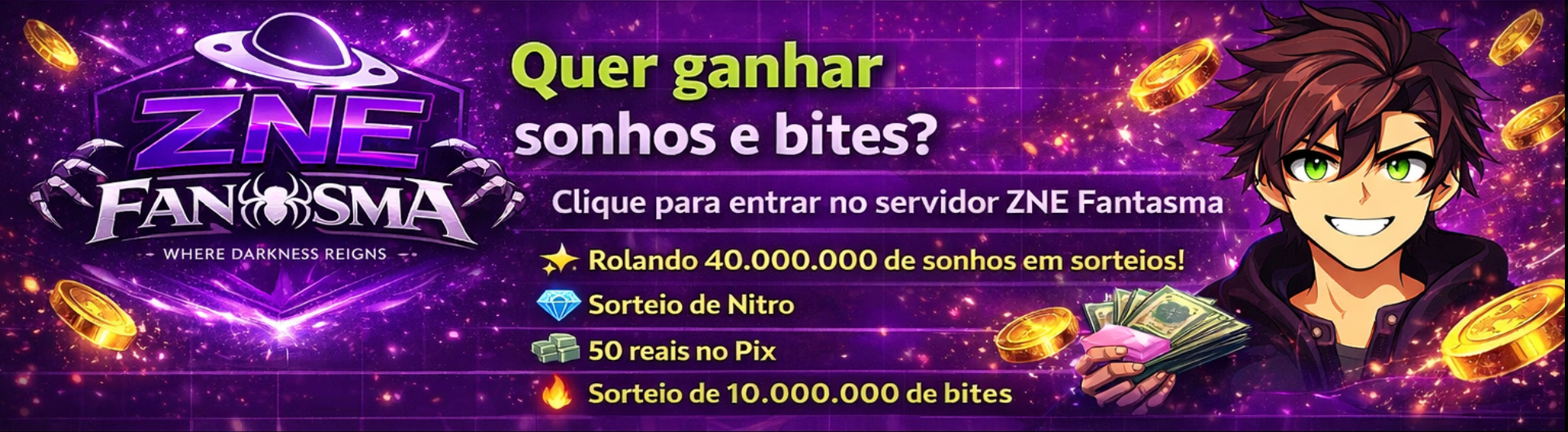 Banner promocional ZNE Fantasma em parceria com Jerbs - clique para entrar no servidor